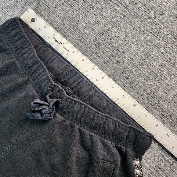 VICTORIAS SECRET PINK Shorts S Black‎ BLING Hawaii Rhinestone Sparkly Logo Y2K - Picture 6 of 9